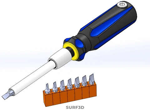 FLAT HEAD FLATHEAD SCREWDRIVER HAND TOOL SCREW DRIVER BIT TIP 3D Model
