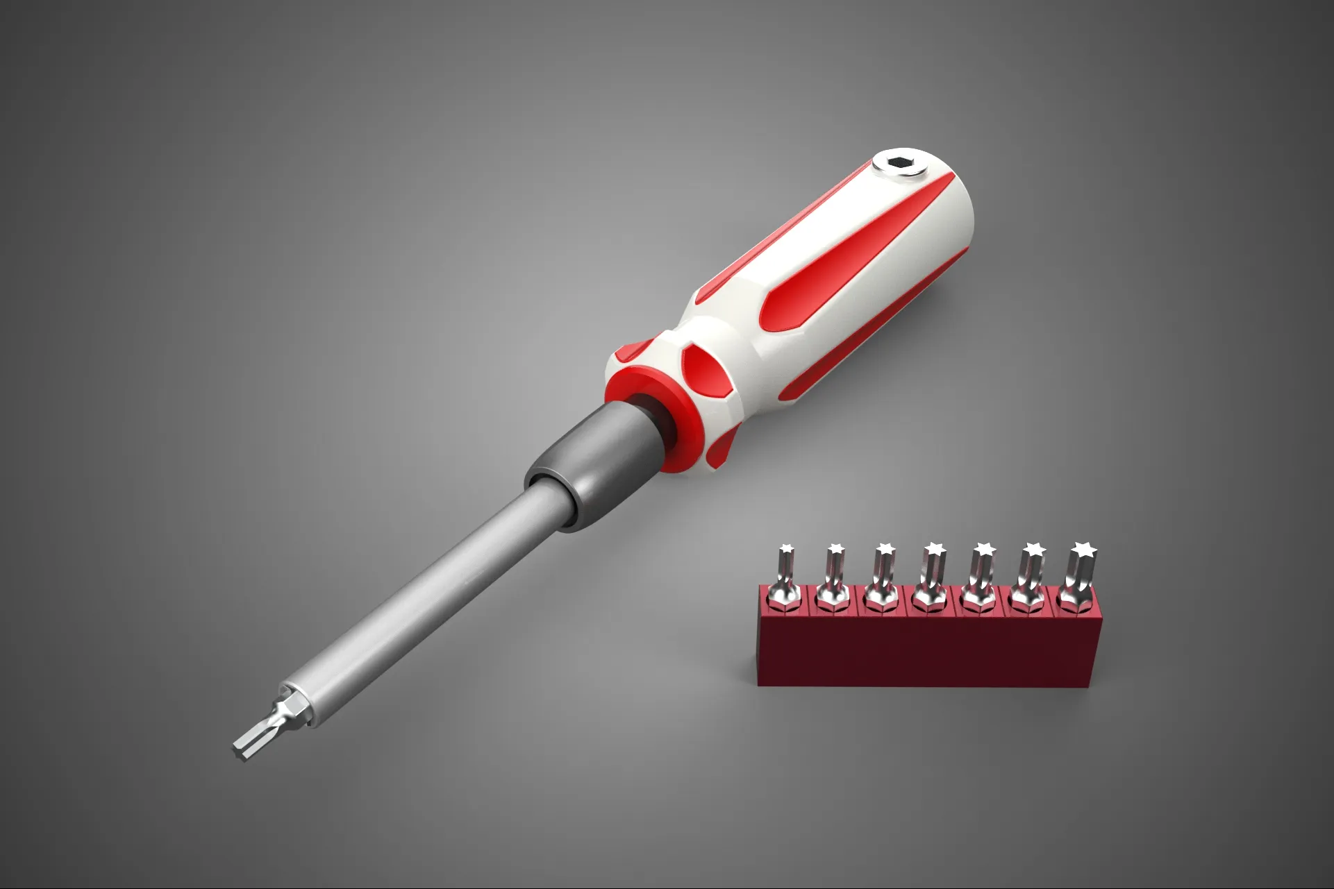 STAR HEAD MULTI BIT SCREWDRIVER HAND TOOL SCREW DRIVER TIP POINT 3D Model .c4d .max .obj .3ds .fbx .stl .blend