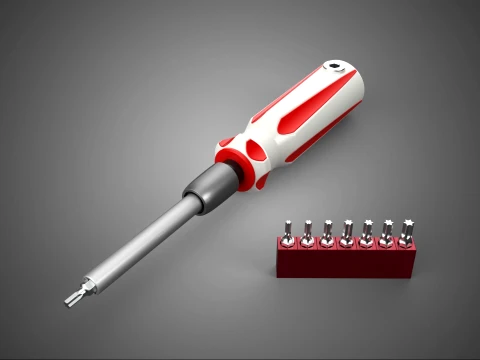 STAR HEAD MULTI BIT SCREWDRIVER HAND TOOL SCREW DRIVER TIP POINT 3D Model