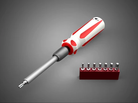 STAR HEAD MULTI BIT SCREWDRIVER HAND TOOL SCREW DRIVER TIP POINT 3D Model