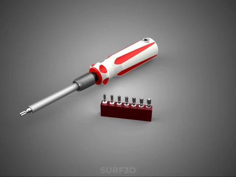 STAR HEAD MULTI BIT SCREWDRIVER HAND TOOL SCREW DRIVER TIP POINT 3D Model
