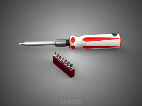 STAR HEAD MULTI BIT SCREWDRIVER HAND TOOL SCREW DRIVER TIP POINT 3D Model
