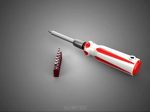 STAR HEAD MULTI BIT SCREWDRIVER HAND TOOL SCREW DRIVER TIP POINT 3D Model