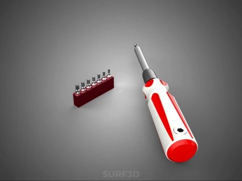STAR HEAD MULTI BIT SCREWDRIVER HAND TOOL SCREW DRIVER TIP POINT 3D Model