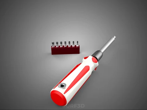 STAR HEAD MULTI BIT SCREWDRIVER HAND TOOL SCREW DRIVER TIP POINT 3D Model
