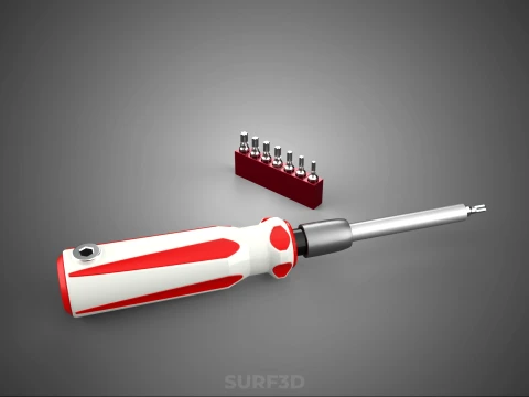 STAR HEAD MULTI BIT SCREWDRIVER HAND TOOL SCREW DRIVER TIP POINT 3D Model
