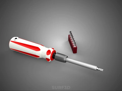 STAR HEAD MULTI BIT SCREWDRIVER HAND TOOL SCREW DRIVER TIP POINT 3D Model