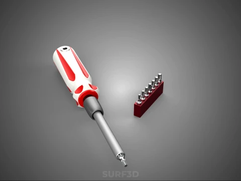 STAR HEAD MULTI BIT SCREWDRIVER HAND TOOL SCREW DRIVER TIP POINT 3D Model