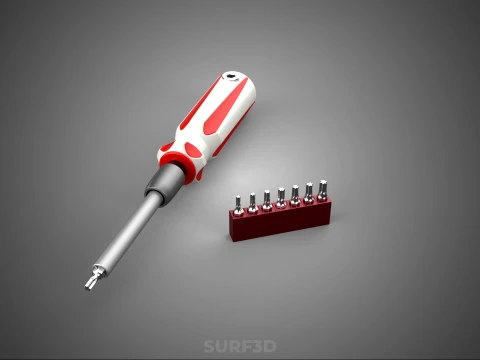 STAR HEAD MULTI BIT SCREWDRIVER HAND TOOL SCREW DRIVER TIP POINT 3D Model