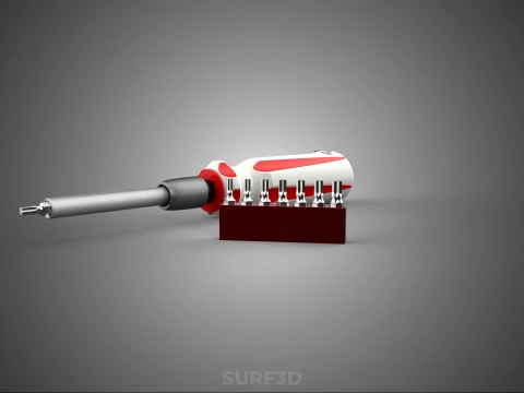 STAR HEAD MULTI BIT SCREWDRIVER HAND TOOL SCREW DRIVER TIP POINT 3D Model