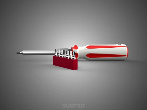 STAR HEAD MULTI BIT SCREWDRIVER HAND TOOL SCREW DRIVER TIP POINT 3D Model