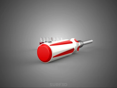 STAR HEAD MULTI BIT SCREWDRIVER HAND TOOL SCREW DRIVER TIP POINT 3D Model