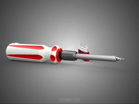 STAR HEAD MULTI BIT SCREWDRIVER HAND TOOL SCREW DRIVER TIP POINT 3D Model