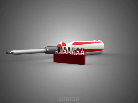 STAR HEAD MULTI BIT SCREWDRIVER HAND TOOL SCREW DRIVER TIP POINT 3D Model