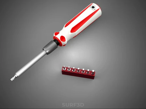 STAR HEAD MULTI BIT SCREWDRIVER HAND TOOL SCREW DRIVER TIP POINT 3D Model