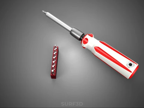 STAR HEAD MULTI BIT SCREWDRIVER HAND TOOL SCREW DRIVER TIP POINT 3D Model