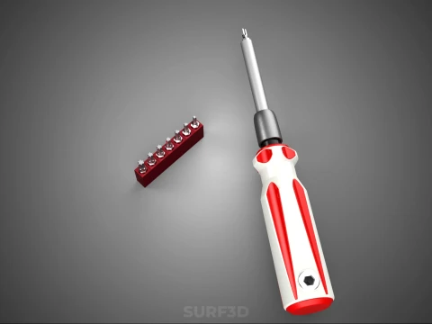 STAR HEAD MULTI BIT SCREWDRIVER HAND TOOL SCREW DRIVER TIP POINT 3D Model
