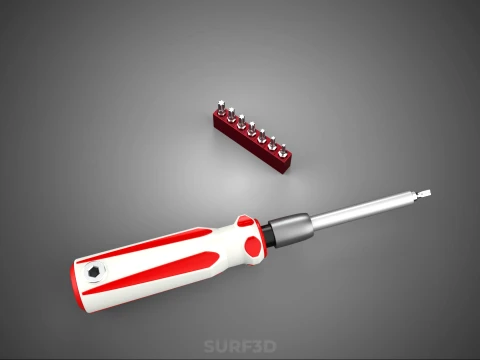 STAR HEAD MULTI BIT SCREWDRIVER HAND TOOL SCREW DRIVER TIP POINT 3D Model