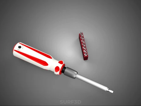 STAR HEAD MULTI BIT SCREWDRIVER HAND TOOL SCREW DRIVER TIP POINT 3D Model