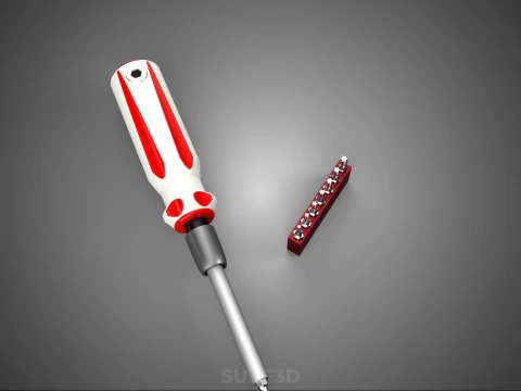 STAR HEAD MULTI BIT SCREWDRIVER HAND TOOL SCREW DRIVER TIP POINT 3D Model