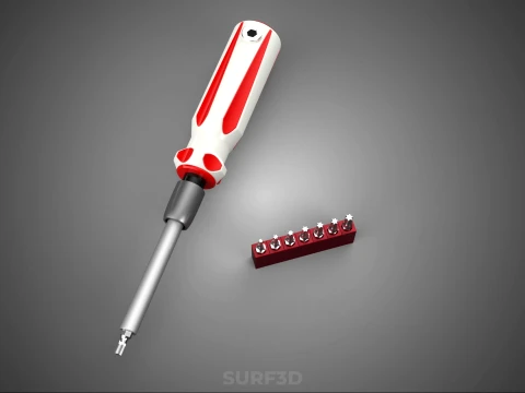 STAR HEAD MULTI BIT SCREWDRIVER HAND TOOL SCREW DRIVER TIP POINT 3D Model
