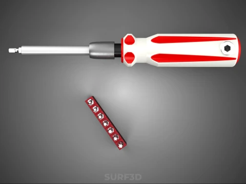 STAR HEAD MULTI BIT SCREWDRIVER HAND TOOL SCREW DRIVER TIP POINT 3D Model