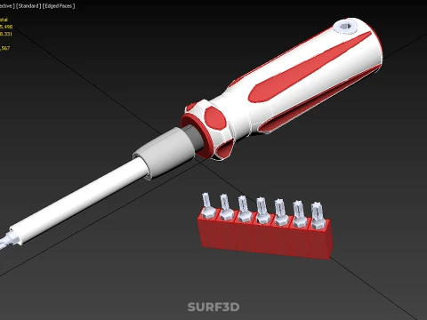STAR HEAD MULTI BIT SCREWDRIVER HAND TOOL SCREW DRIVER TIP POINT 3D Model