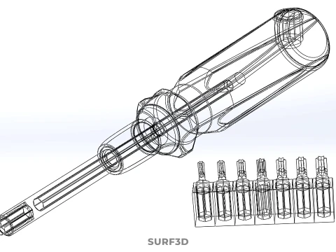 STAR HEAD MULTI BIT SCREWDRIVER HAND TOOL SCREW DRIVER TIP POINT 3D Model
