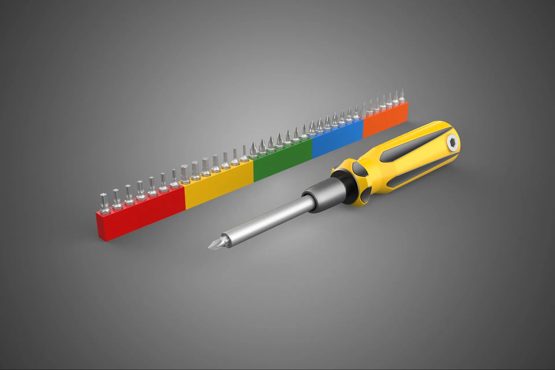 STANDARD MANUAL SCREWDRIVER MAGNETIC DRIVER POINT BIT HEAD TIP 3D Model .c4d .max .obj .3ds .fbx .stl .blend 