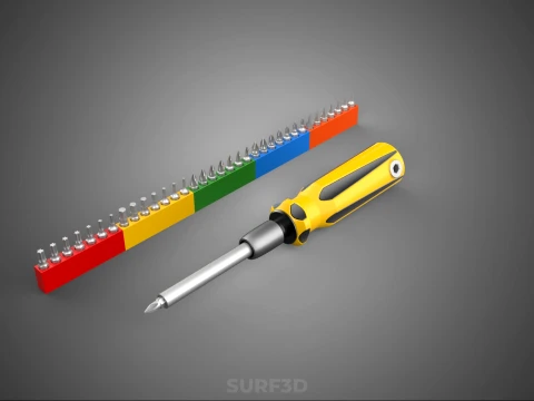 STANDARD MANUAL SCREWDRIVER MAGNETIC DRIVER POINT BIT HEAD TIP 3D Model