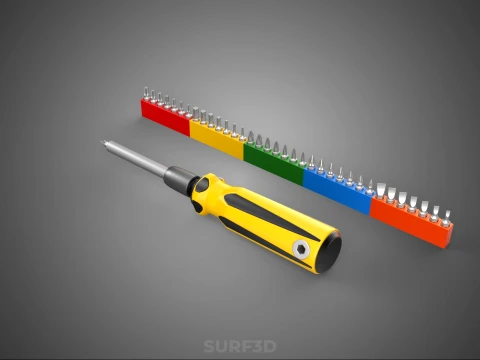 STANDARD MANUAL SCREWDRIVER MAGNETIC DRIVER POINT BIT HEAD TIP 3D Model