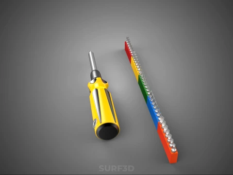 STANDARD MANUAL SCREWDRIVER MAGNETIC DRIVER POINT BIT HEAD TIP 3D Model