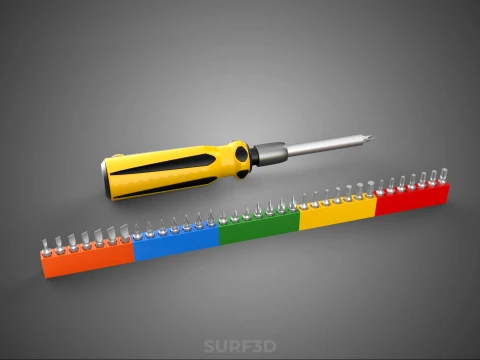 STANDARD MANUAL SCREWDRIVER MAGNETIC DRIVER POINT BIT HEAD TIP 3D Model