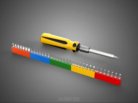 STANDARD MANUAL SCREWDRIVER MAGNETIC DRIVER POINT BIT HEAD TIP 3D Model