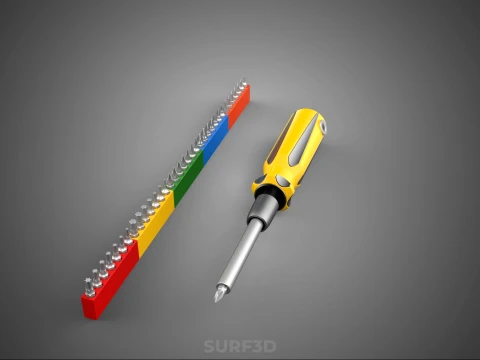 STANDARD MANUAL SCREWDRIVER MAGNETIC DRIVER POINT BIT HEAD TIP 3D Model