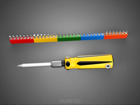 STANDARD MANUAL SCREWDRIVER MAGNETIC DRIVER POINT BIT HEAD TIP 3D Model