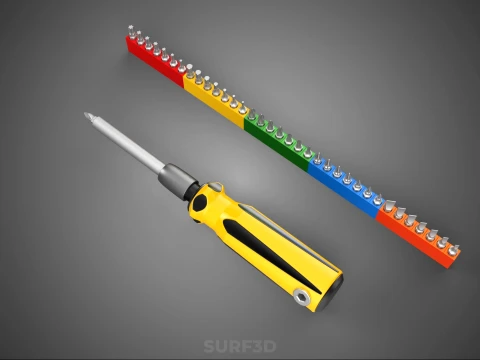 STANDARD MANUAL SCREWDRIVER MAGNETIC DRIVER POINT BIT HEAD TIP 3D Model