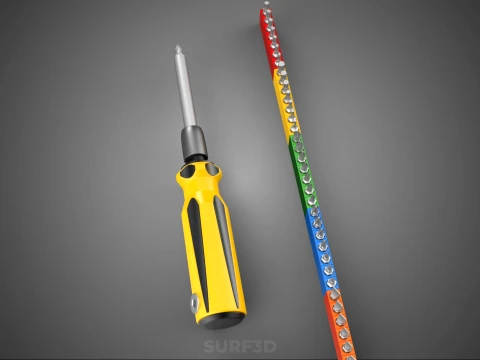 STANDARD MANUAL SCREWDRIVER MAGNETIC DRIVER POINT BIT HEAD TIP 3D Model