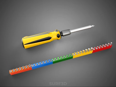 STANDARD MANUAL SCREWDRIVER MAGNETIC DRIVER POINT BIT HEAD TIP 3D Model