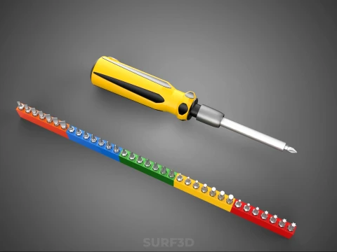 STANDARD MANUAL SCREWDRIVER MAGNETIC DRIVER POINT BIT HEAD TIP 3D Model