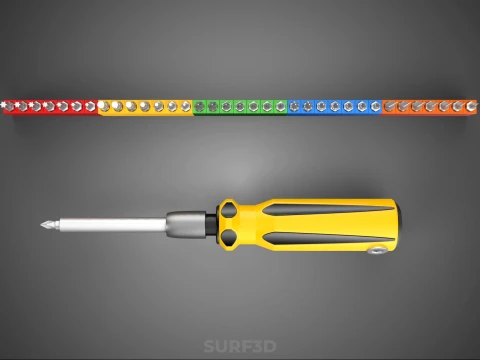 STANDARD MANUAL SCREWDRIVER MAGNETIC DRIVER POINT BIT HEAD TIP 3D Model