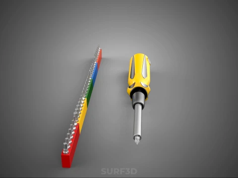 STANDARD MANUAL SCREWDRIVER MAGNETIC DRIVER POINT BIT HEAD TIP 3D Model