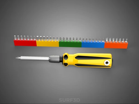STANDARD MANUAL SCREWDRIVER MAGNETIC DRIVER POINT BIT HEAD TIP 3D Model