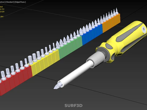 STANDARD MANUAL SCREWDRIVER MAGNETIC DRIVER POINT BIT HEAD TIP 3D Model