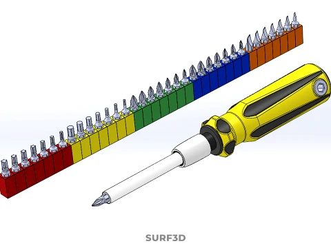 STANDARD MANUAL SCREWDRIVER MAGNETIC DRIVER POINT BIT HEAD TIP 3D Model