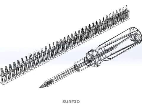 STANDARD MANUAL SCREWDRIVER MAGNETIC DRIVER POINT BIT HEAD TIP 3D Model