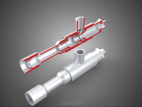 CROSS SECTION VIEW MICRO NANO BUBBLE VENTURI NOZZLE PIPE TUBE 3D Model
