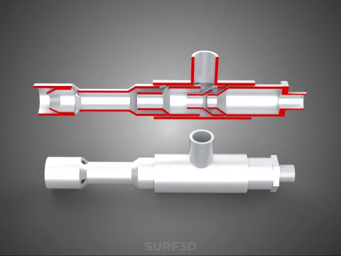 CROSS SECTION VIEW MICRO NANO BUBBLE VENTURI NOZZLE PIPE TUBE 3D Model