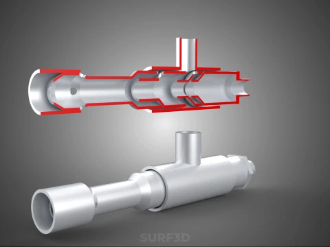 CROSS SECTION VIEW MICRO NANO BUBBLE VENTURI NOZZLE PIPE TUBE 3D Model