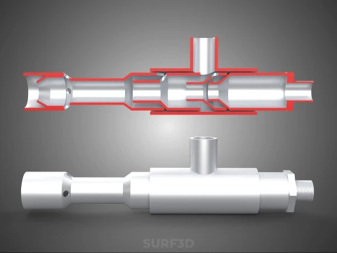 CROSS SECTION VIEW MICRO NANO BUBBLE VENTURI NOZZLE PIPE TUBE 3D Model